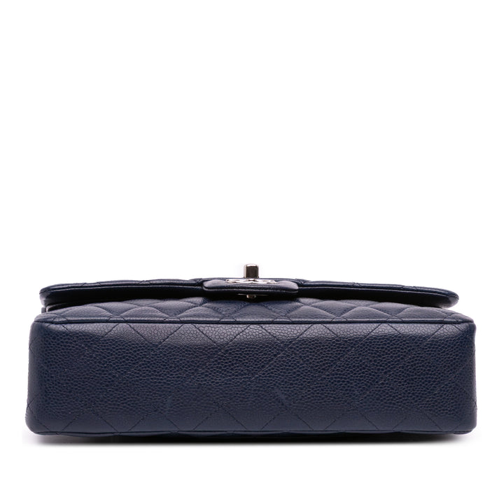 Chanel Medium Classic Caviar Double rabat Bleu