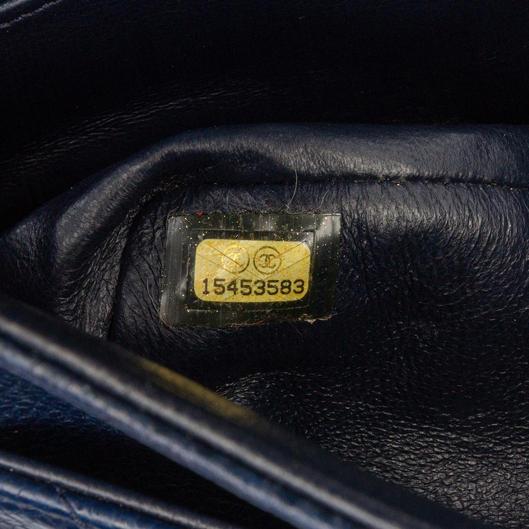Chanel Medium Classic Caviar Double rabat Bleu