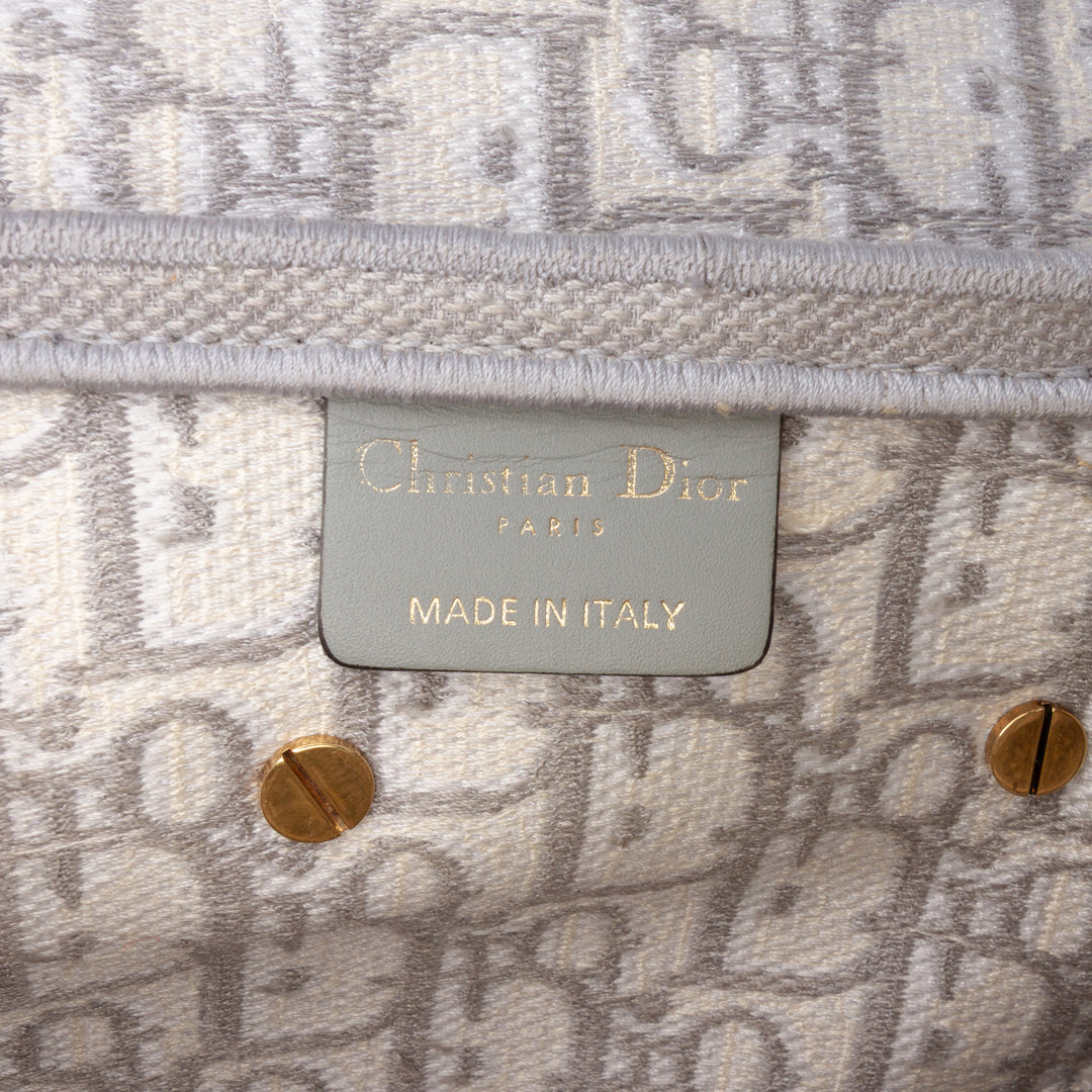 Oblique Embroidered Canvas Saddle Bag Gray - Gaby Paris