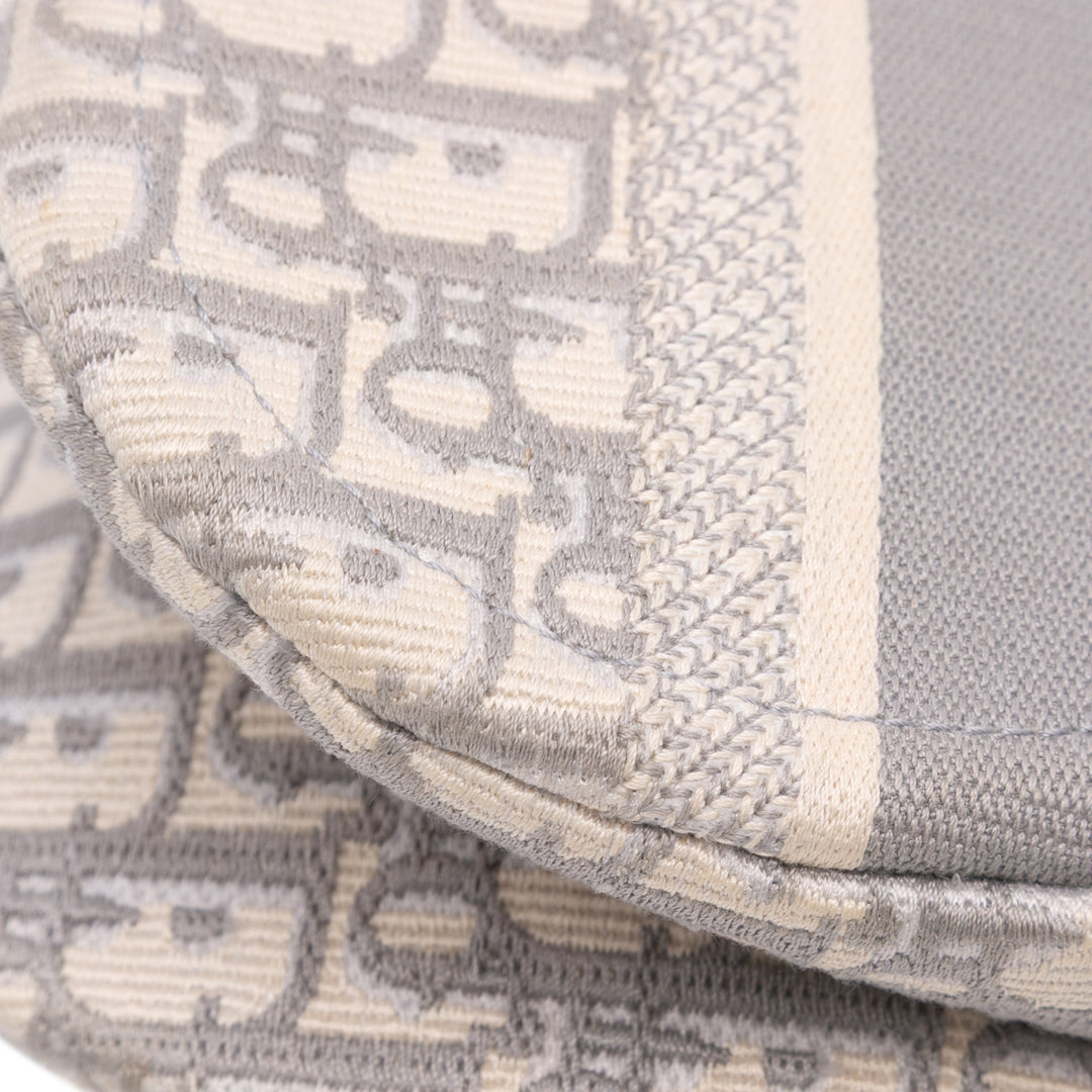 Oblique Embroidered Canvas Saddle Bag Gray - Gaby Paris