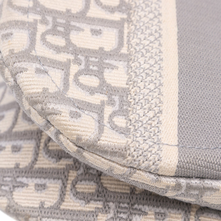 Oblique Embroidered Canvas Saddle Bag Gray - Gaby Paris