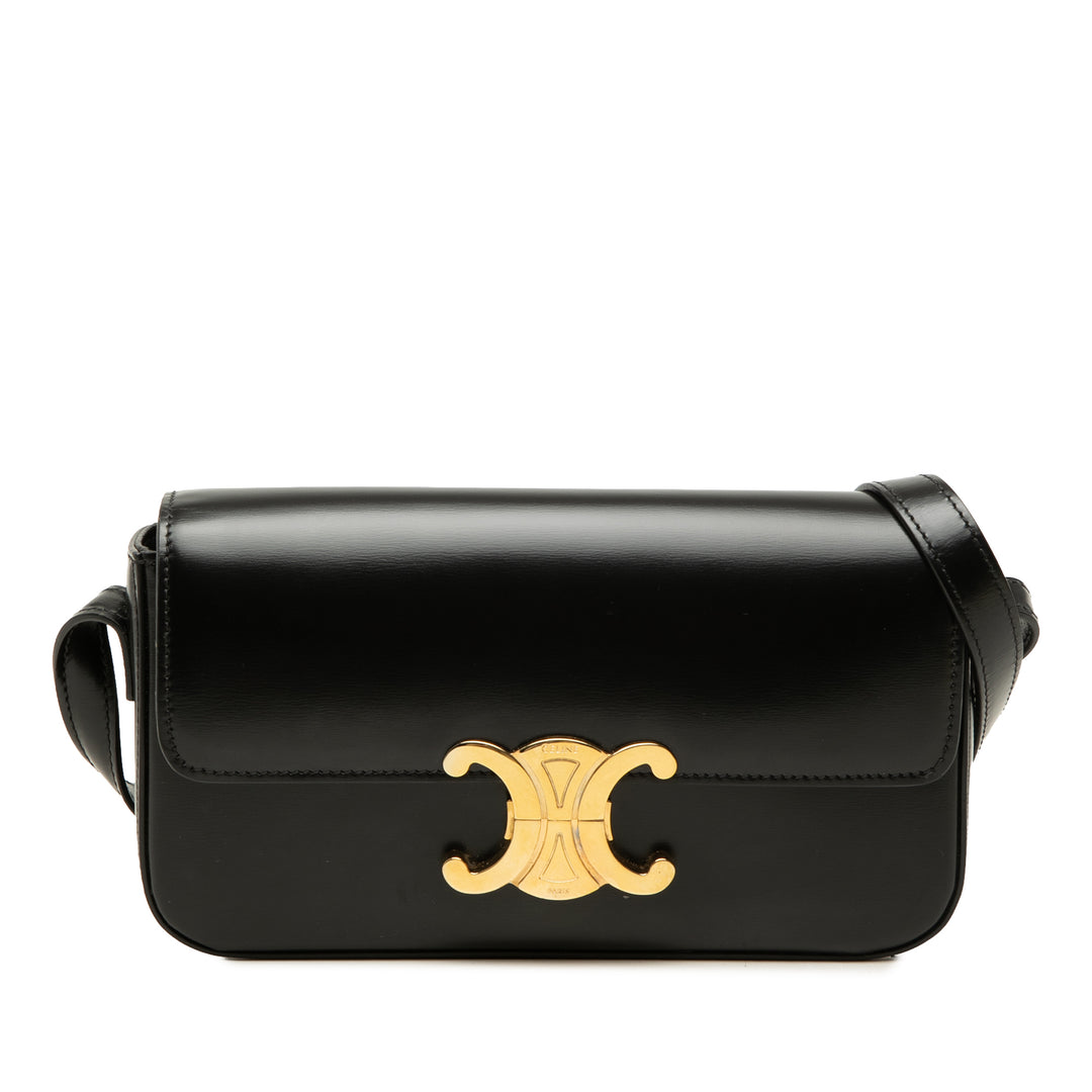 Celine brillant Triomphe Claude Sac Cuir de veau Noir