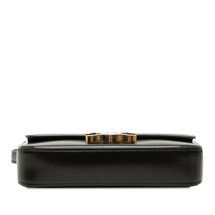 Celine brillant Triomphe Claude Sac Cuir de veau Noir
