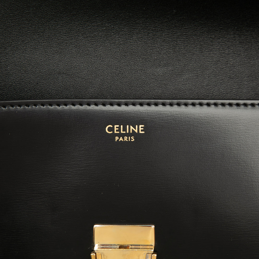 Celine brillant Triomphe Claude Sac Cuir de veau Noir