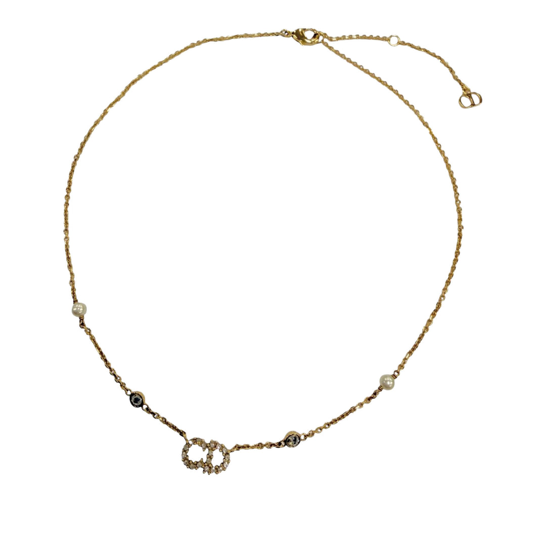 plaqué Perles fantaisie et Strass Clair D Lune Collier Doré
