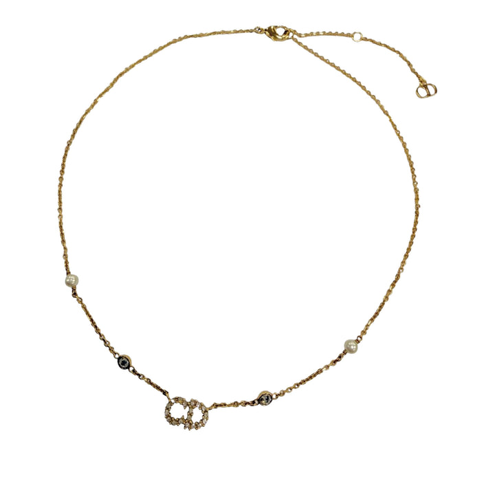 plaqué Perles fantaisie et Strass Clair D Lune Collier Doré