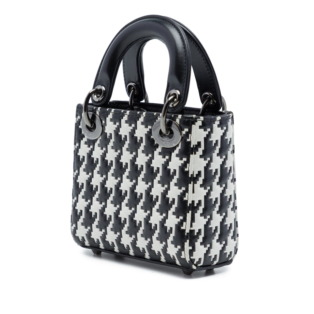 Dior Houndstooth embossé Macro Lady Dior Micro Cuir de veau Noir – vue 2 – GABY PARIS