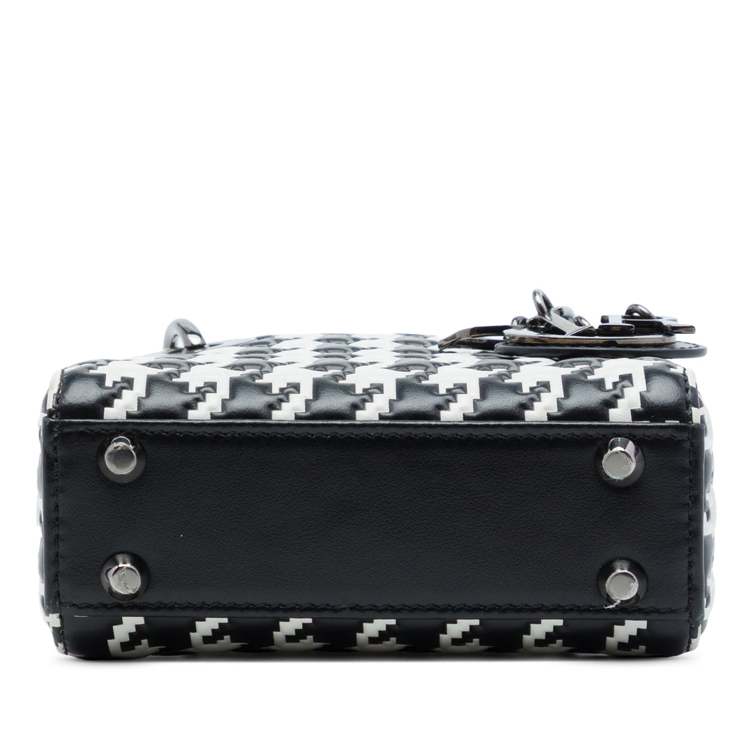 Dior Houndstooth embossé Macro Lady Dior Micro Cuir de veau Noir – vue 3 – GABY PARIS