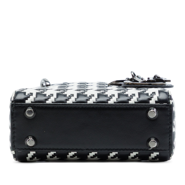 Dior Houndstooth embossé Macro Lady Dior Micro Cuir de veau Noir – vue 3 – GABY PARIS