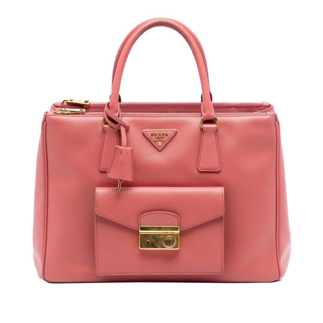 Prada Saffiano Lux Galleria Double Zip Front Pocket Sac