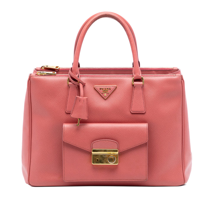 Prada Saffiano Lux Galleria Double Zip Front Pocket Sac