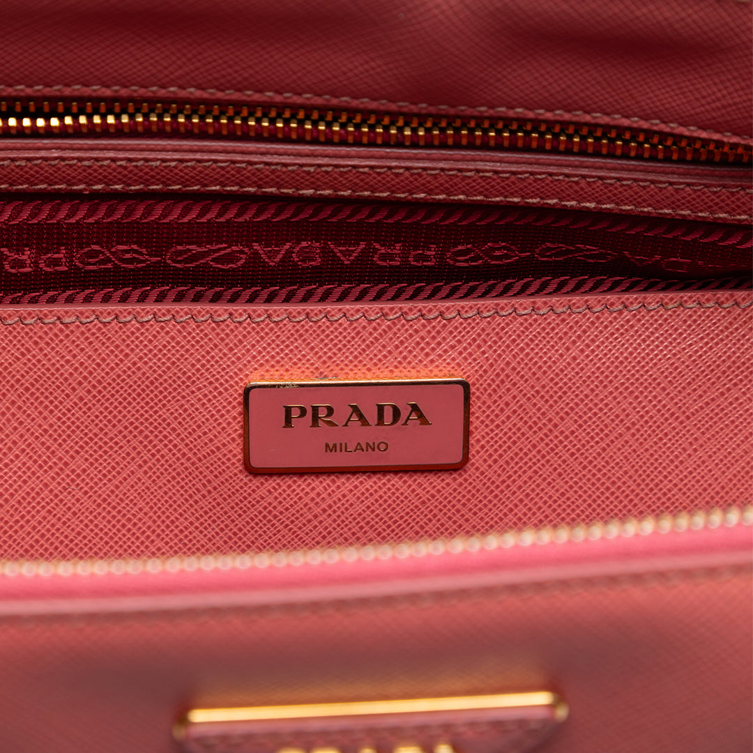 Prada Saffiano Lux Galleria Double Zip Front Pocket Sac