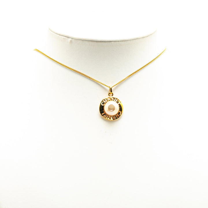 Gold Plated Faux Pearl Pendant Necklace Gold - Gaby Paris