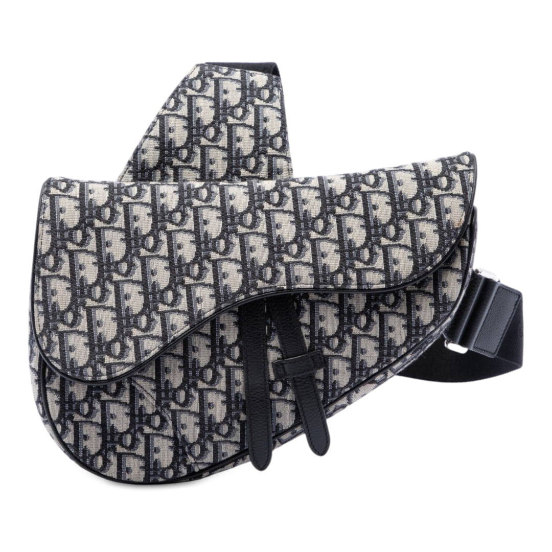 Dior Saddle Sac Oblique Bleu – vue principale – GABY PARIS