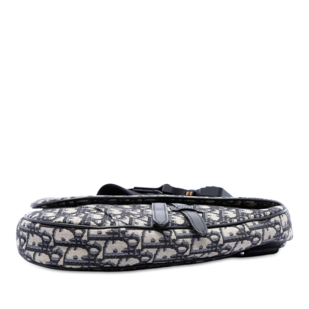 Dior Saddle Sac Oblique Bleu – vue 3 – GABY PARIS