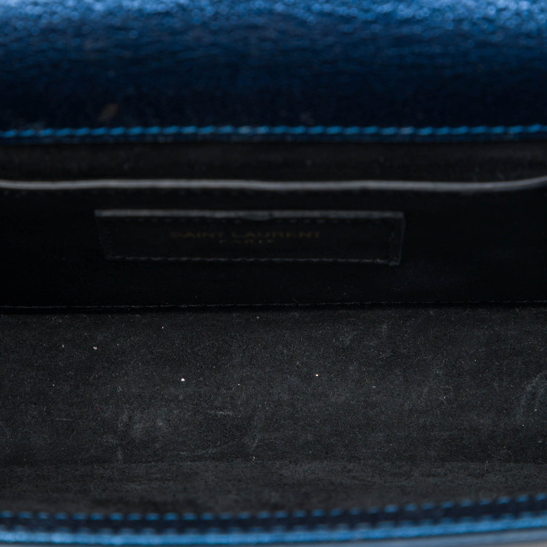 Saint Laurent Métallisé Classic Kate Sac Petit Cuir de veau Bleu – vue 4 – GABY PARIS