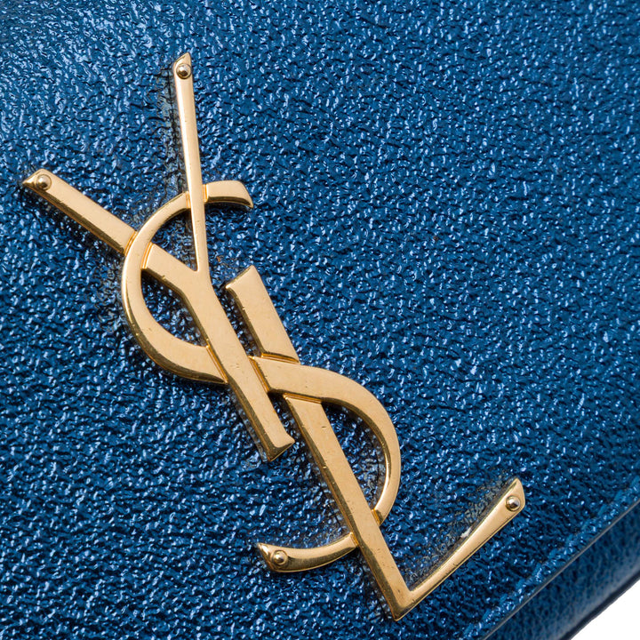 Saint Laurent Métallisé Classic Kate Sac Petit Cuir de veau Bleu – vue 5 – GABY PARIS