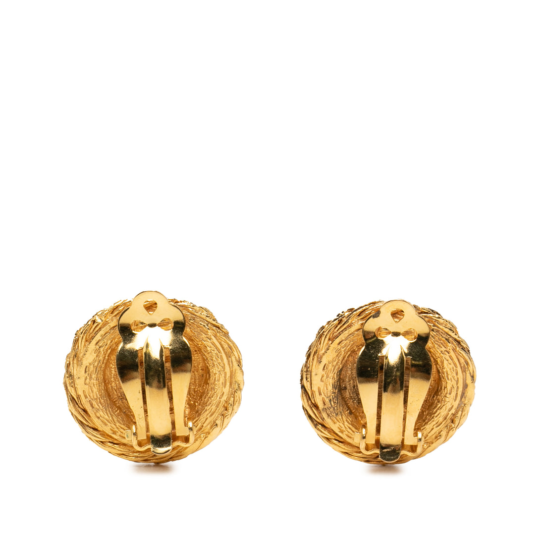 Chanel plaqué Strass Lion Head À clip Boucles d'oreilles Métal