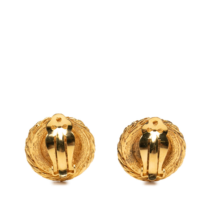 Chanel plaqué Strass Lion Head À clip Boucles d'oreilles Métal