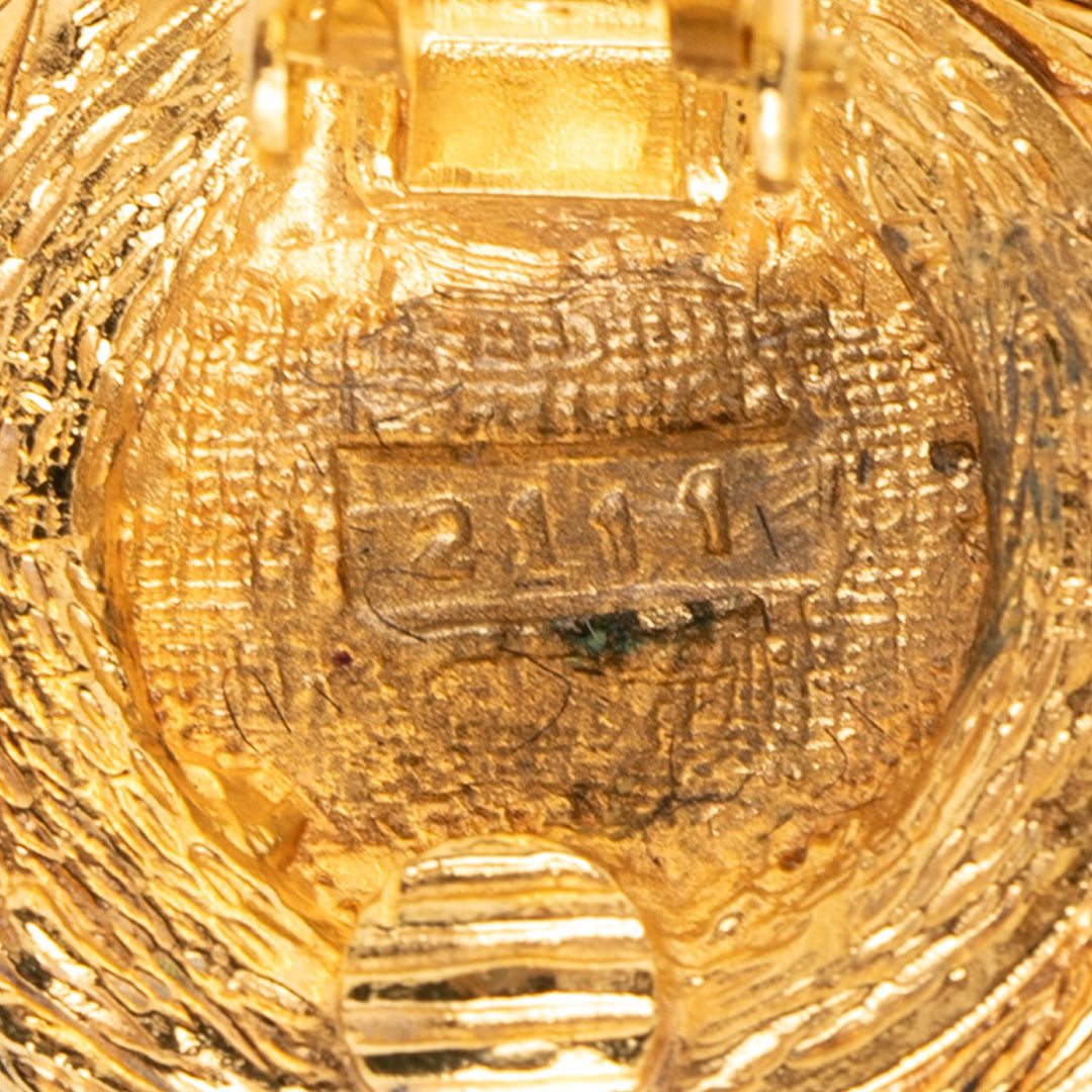 Chanel plaqué Strass Lion Head À clip Boucles d'oreilles Métal