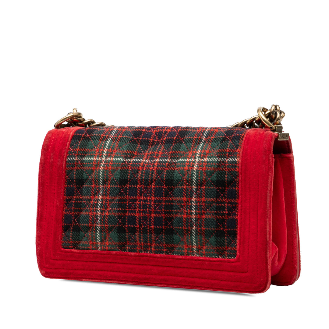 Chanel Matelassé et Boy à rabat Moyen Tweed Rouge – vue 2 – GABY PARIS