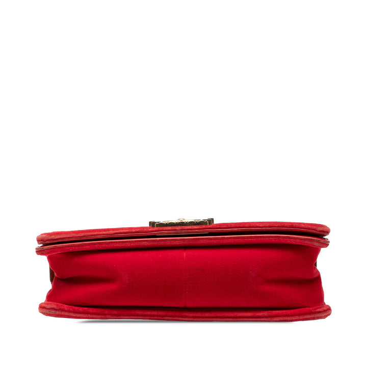 Chanel Matelassé et Boy à rabat Moyen Tweed Rouge – vue 3 – GABY PARIS