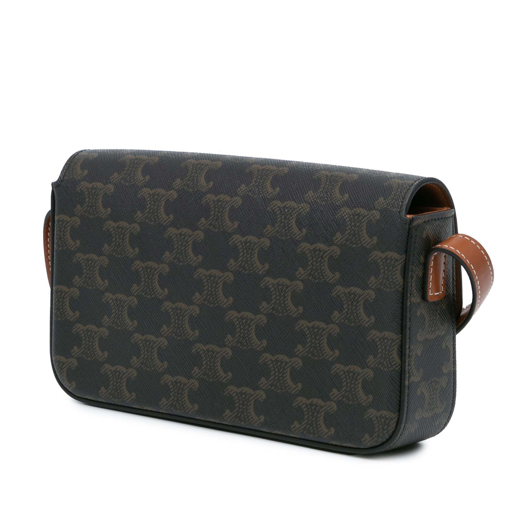 Triomphe Coated Canvas Claude Shoulder Bag Brown - Gaby Paris