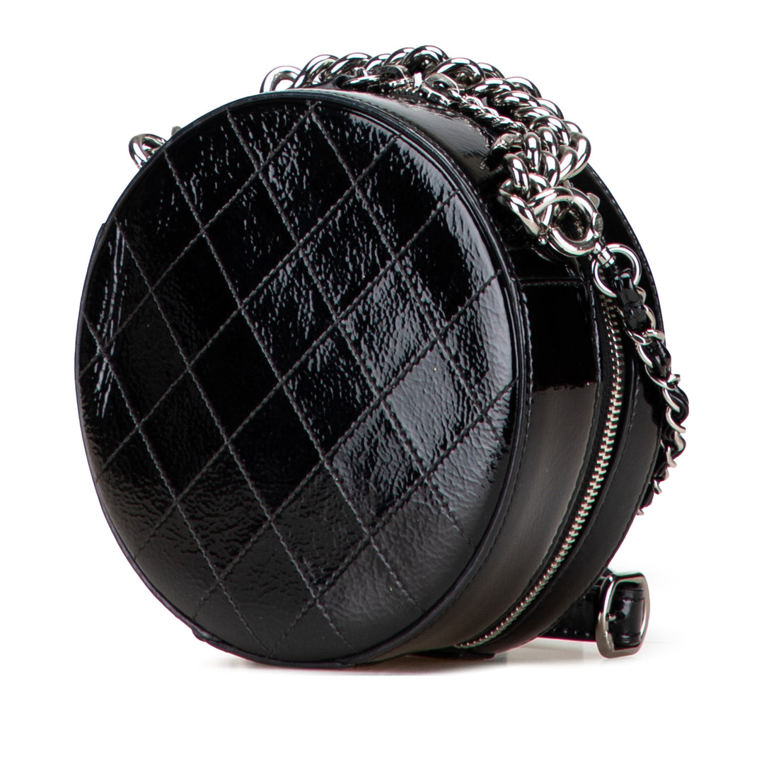 Chanel Cuir verni Round As Earth Bag Noir
