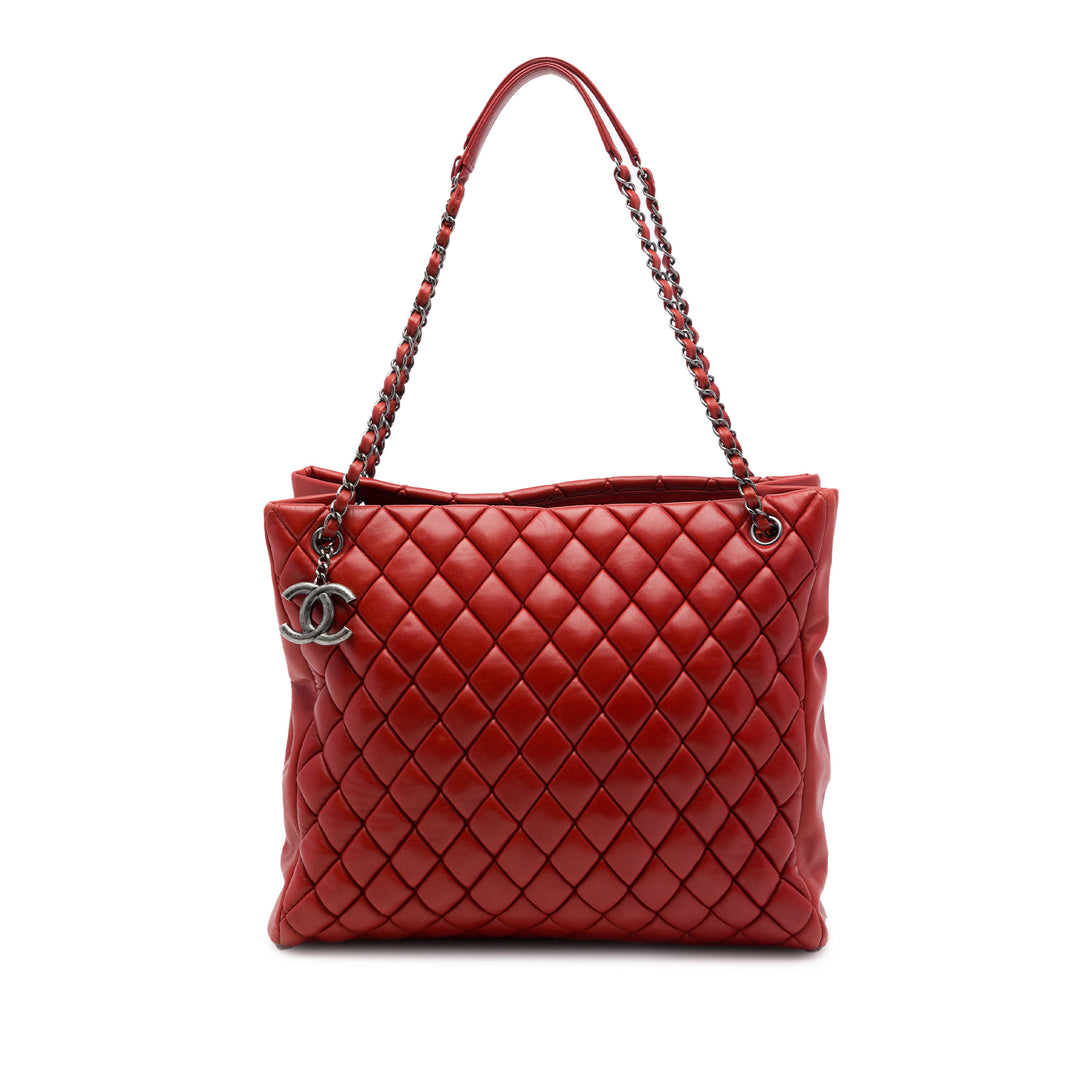 Chanel Cabas Matelassé New Bubble Grand Cuir d'agneau Rouge – vue principale – GABY PARIS