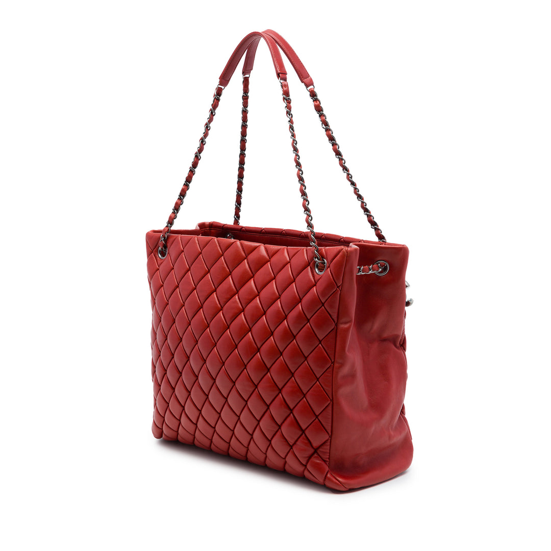Chanel Cabas Matelassé New Bubble Grand Cuir d'agneau Rouge – vue 2 – GABY PARIS