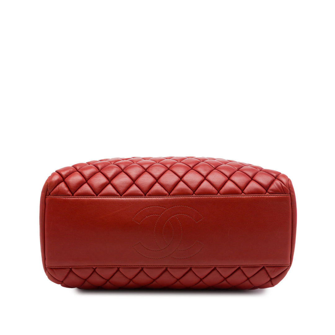 Chanel Cabas Matelassé New Bubble Grand Cuir d'agneau Rouge – vue 3 – GABY PARIS