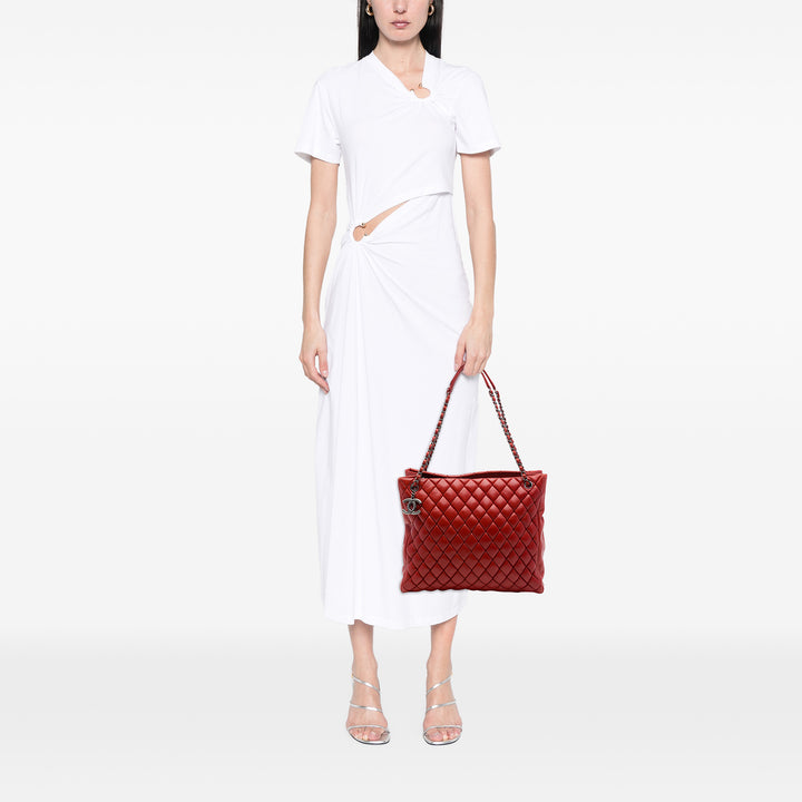 Chanel Cabas Matelassé New Bubble Grand Cuir d'agneau Rouge – vue 6 – GABY PARIS