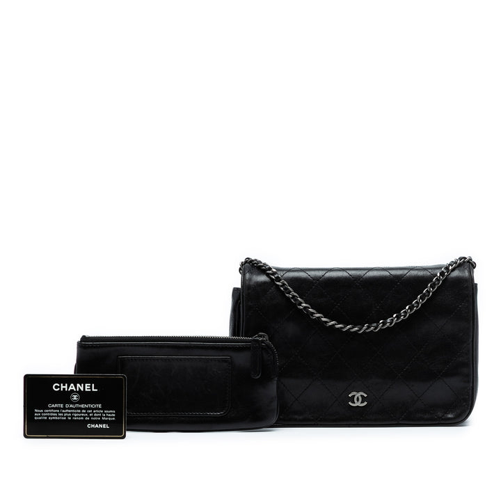 Chanel CC Matelassé Cuir d’agneau Rabat intégral Wallet on Chain