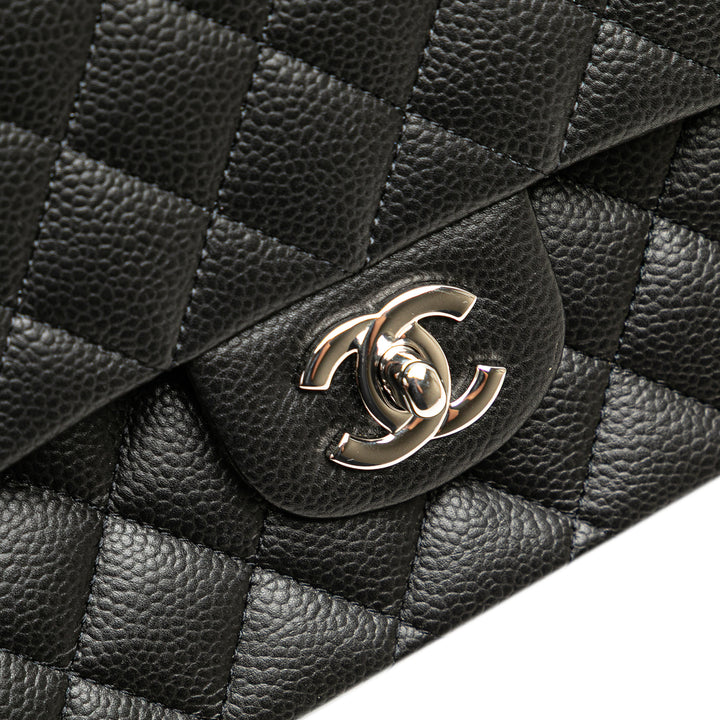 Chanel Medium Classic Caviar Double rabat Noir