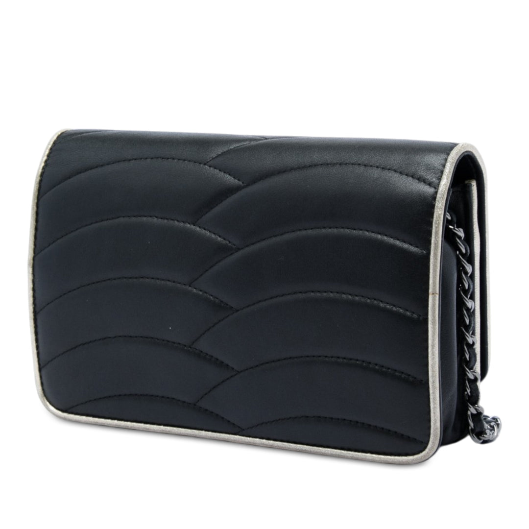 Pagoda Wallet on Chain Cuir d'agneau Noir