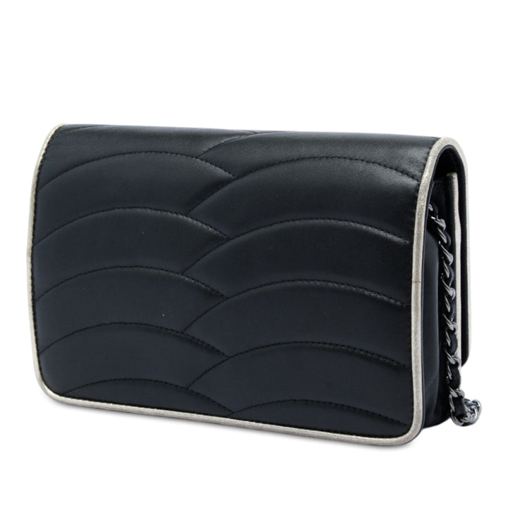 Pagoda Wallet on Chain Cuir d'agneau Noir