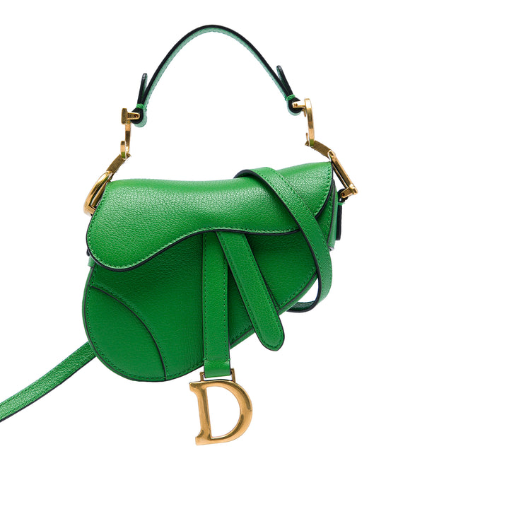 Dior Sac à main Saddle Micro Cuir de chèvre Vert – vue principale – GABY PARIS