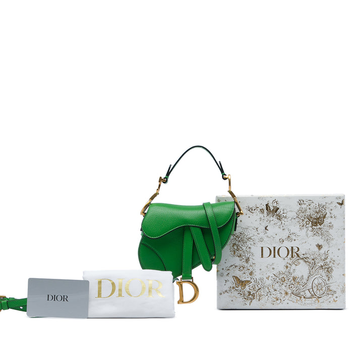 Dior Sac à main Saddle Micro Cuir de chèvre Vert – vue 6 – GABY PARIS