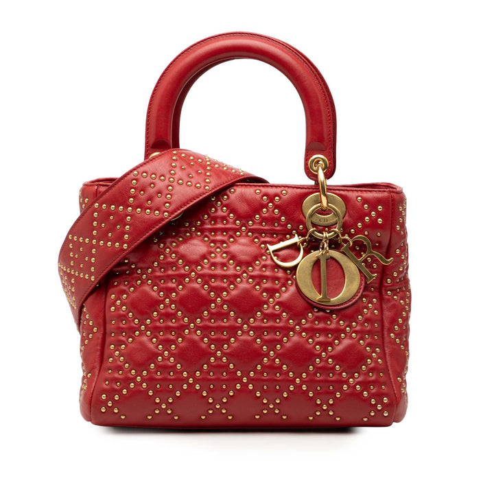 Dior Medium Cuir d’agneau Cannage clouté Supple Lady Dior