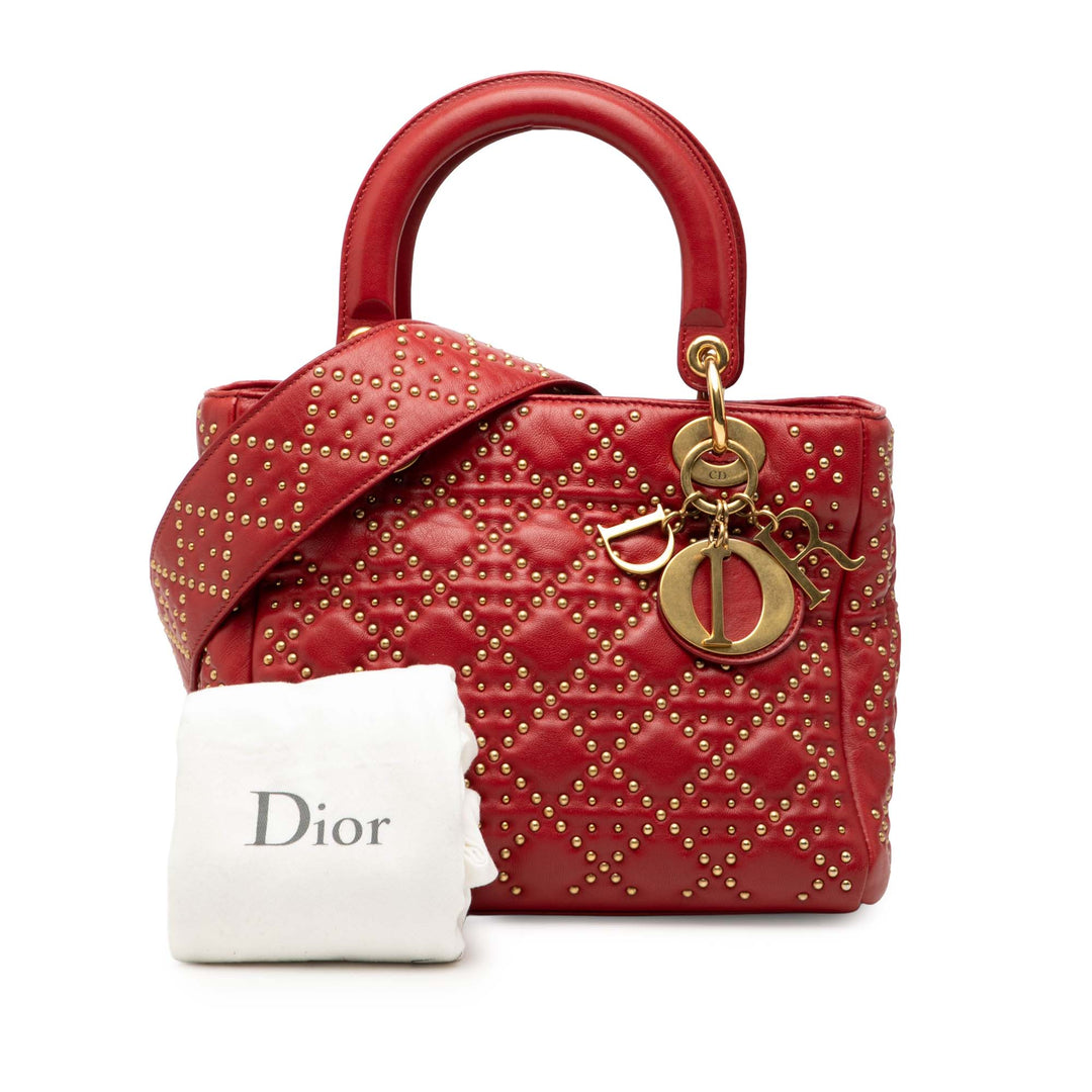 Dior Medium Cuir d’agneau Cannage clouté Supple Lady Dior