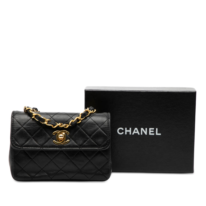 Chanel Mini CC Matelassé Cuir d’agneau à rabat