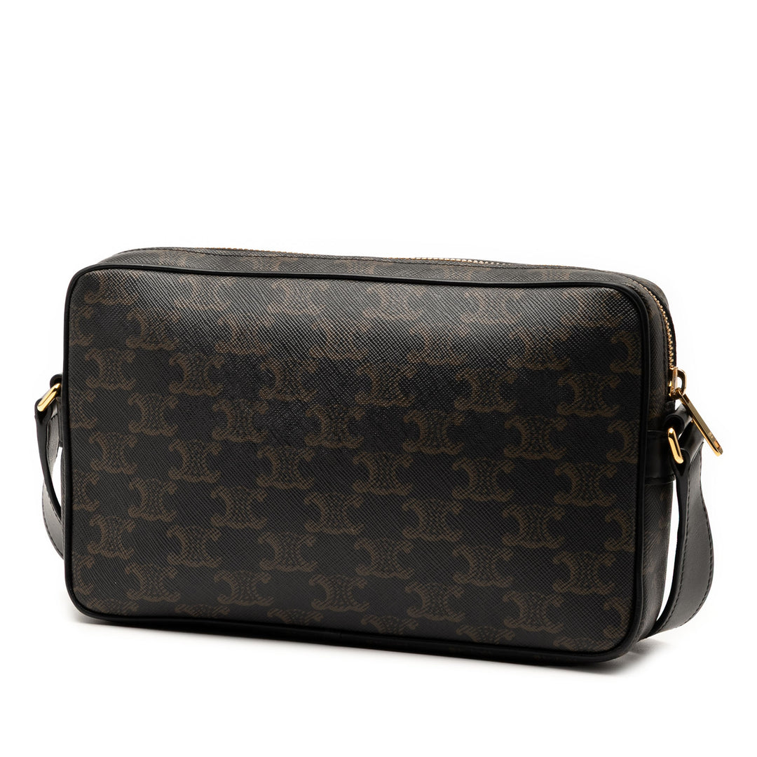 Celine Medium Triomphe Coated Toile Logo Sac porté croisé