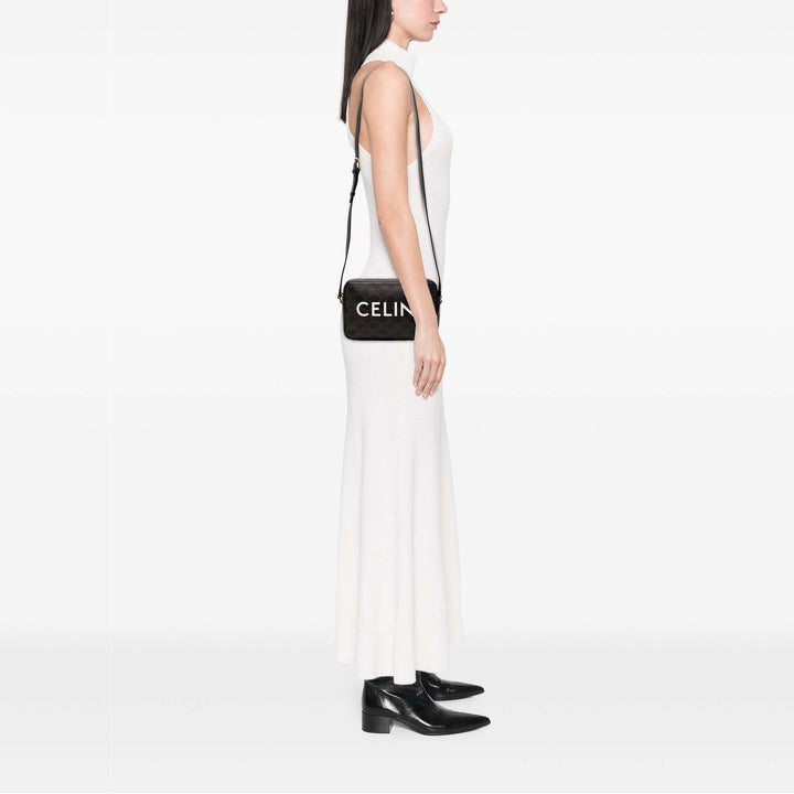 Celine Medium Triomphe Coated Toile Logo Sac porté croisé