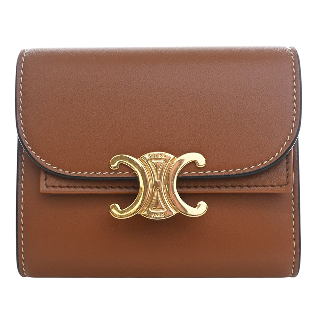 Celine brillant Cuir de veau Triomphe à rabat Small Portefeuille