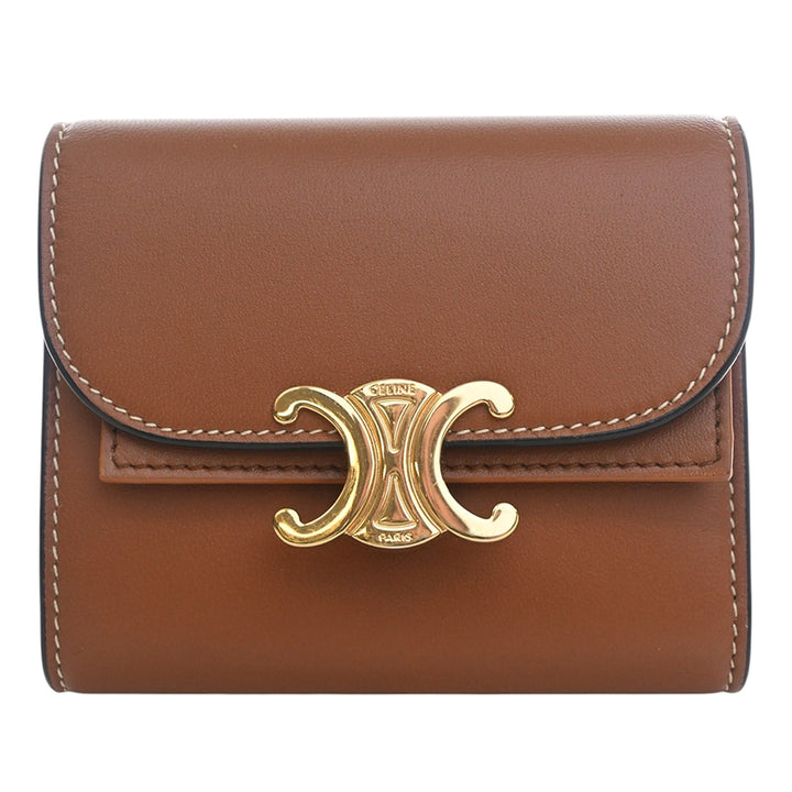 Celine brillant Cuir de veau Triomphe à rabat Small Portefeuille
