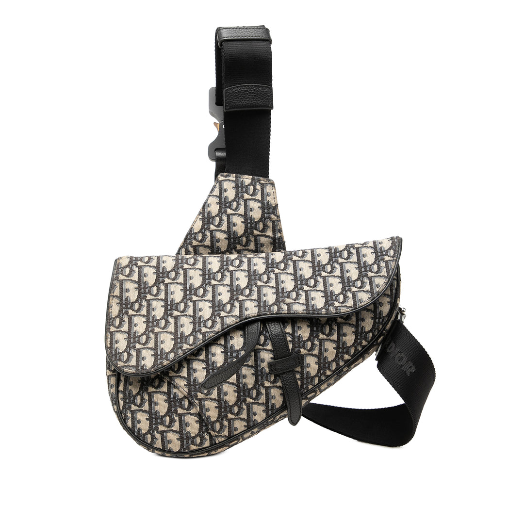 Dior Saddle Sac Oblique Bleu – vue principale – GABY PARIS