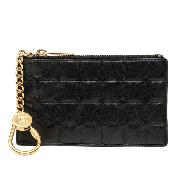 Chanel Porte-monnaie Chocolate Bar Cuir d'agneau Noir – vue principale – GABY PARIS