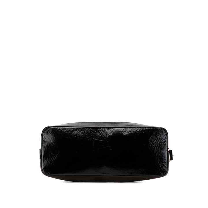 Crinkled Patent Macadam Tote Black - Gaby Paris