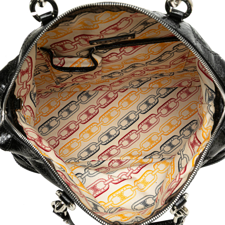 Crinkled Patent Macadam Tote Black - Gaby Paris
