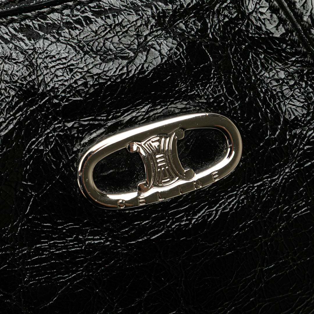 Crinkled Patent Macadam Tote Black - Gaby Paris